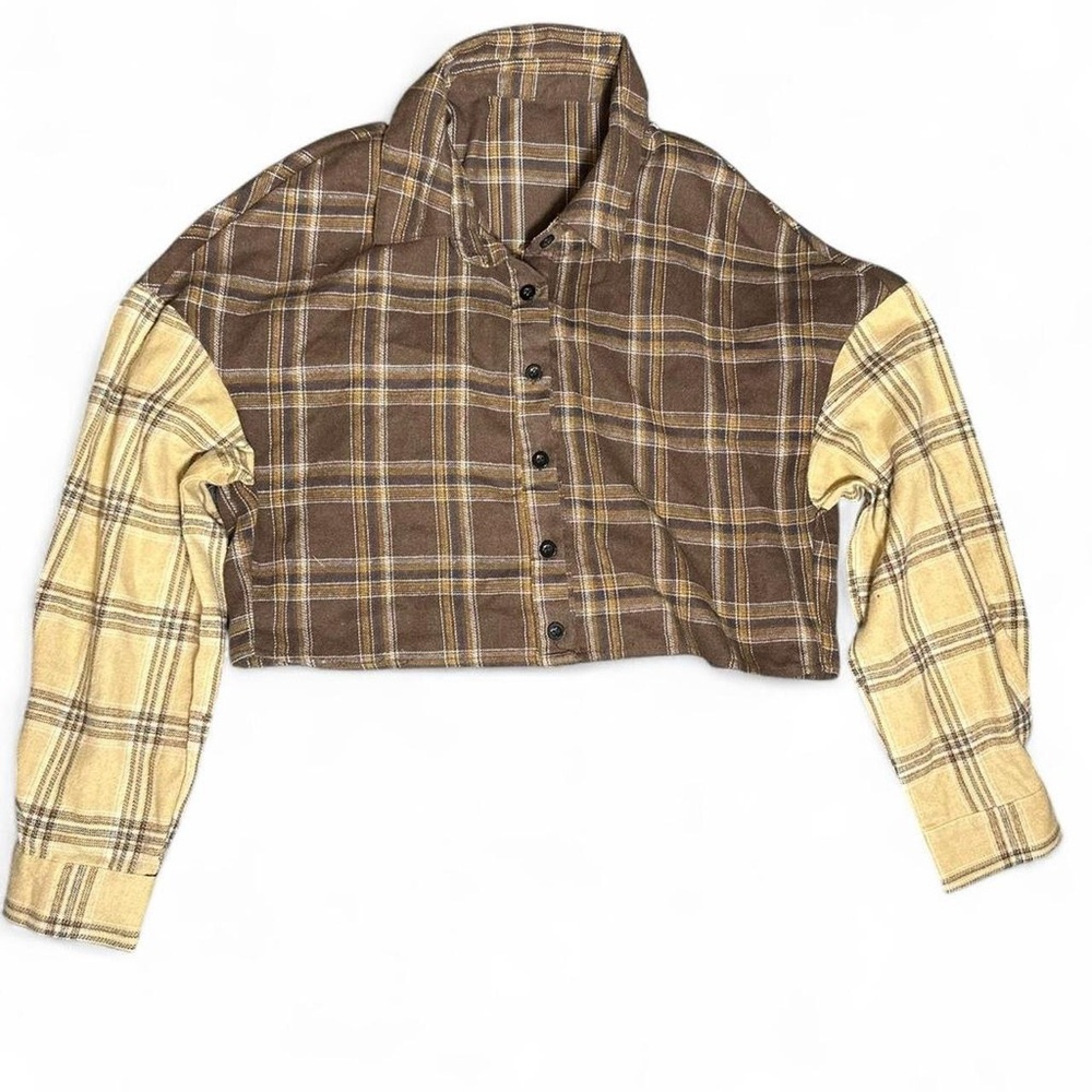 SHEIN Brown and Tan Plaid Blazer